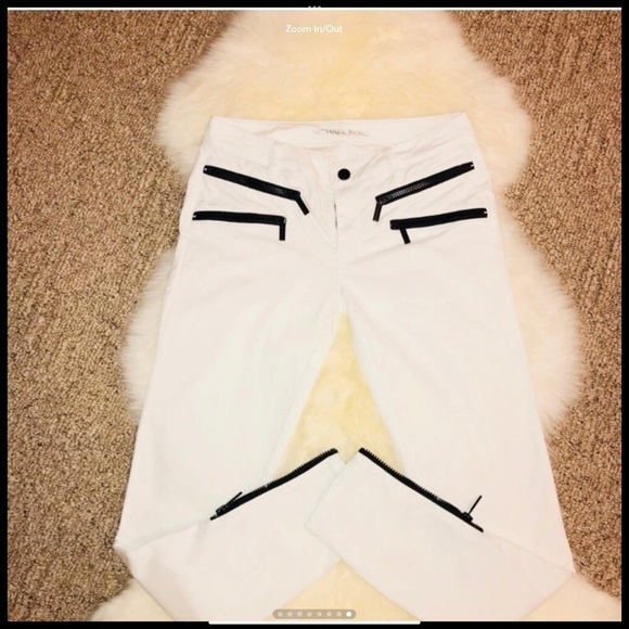 MICHAEL Kors White Skinny Jean Black Zipper Size 2 - Picture 2 of 8